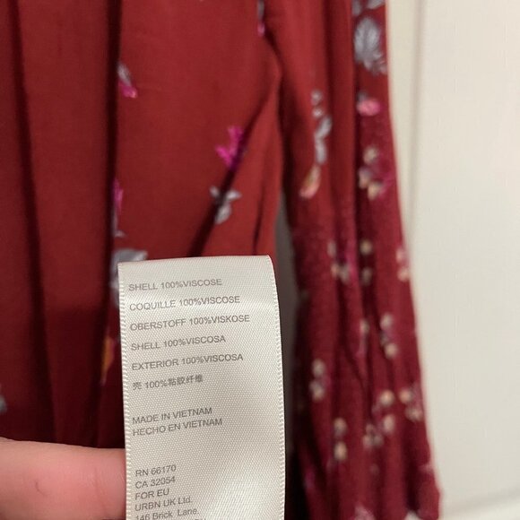 Free People Women's NWT Brick Red Floral Bell Sleeve Tate Printed Tunic XS - Picture 10 of 12